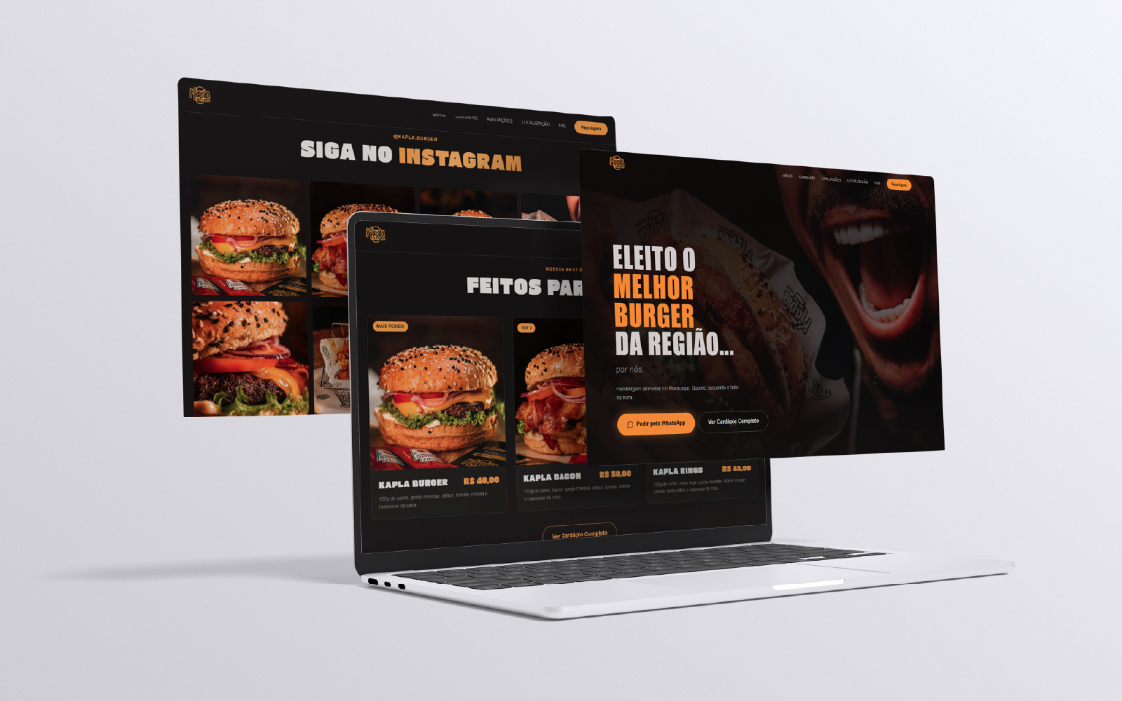 Mockup de projeto digital para gastronomia e experiência