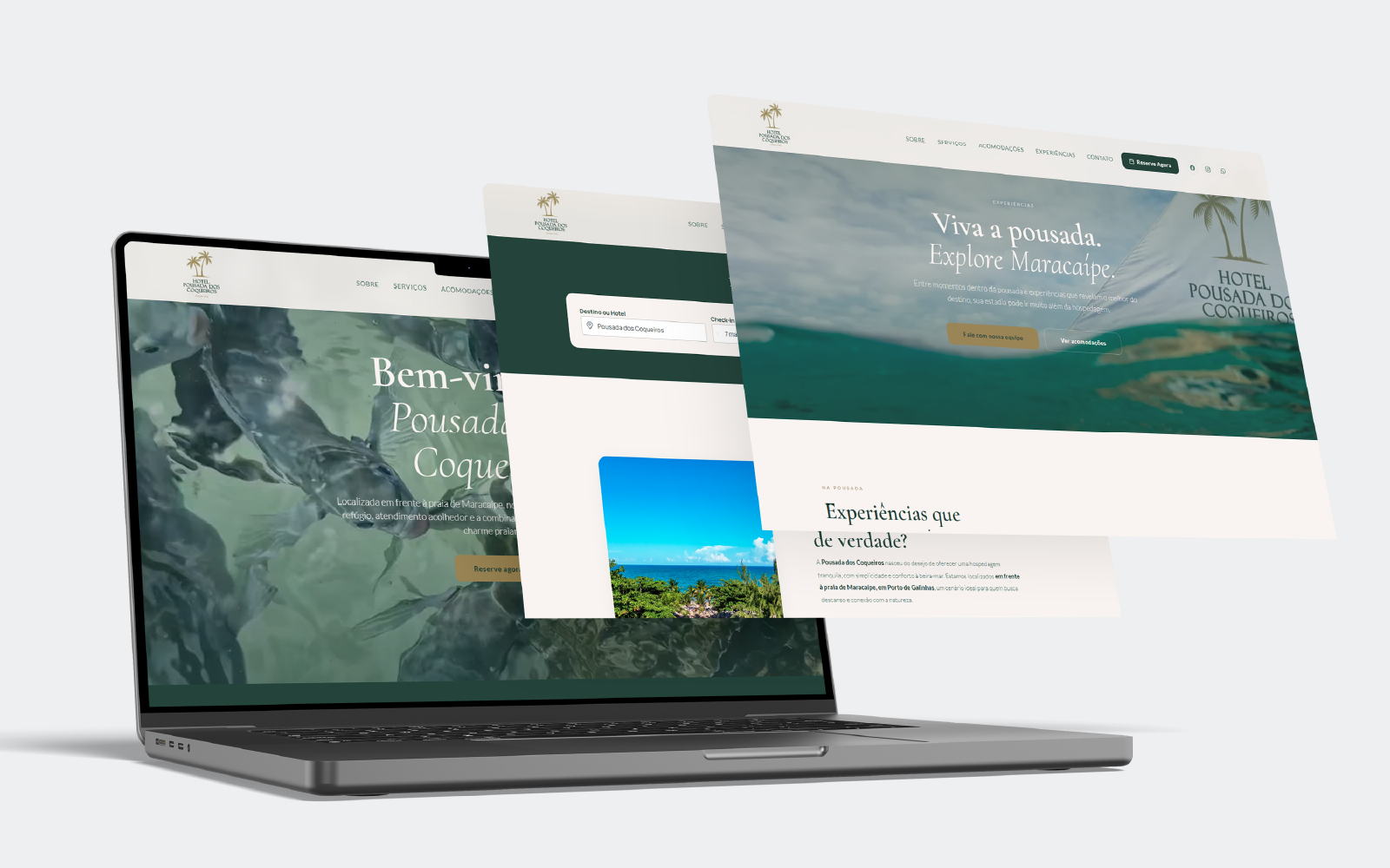 Mockup de projeto digital para hotelaria e turismo