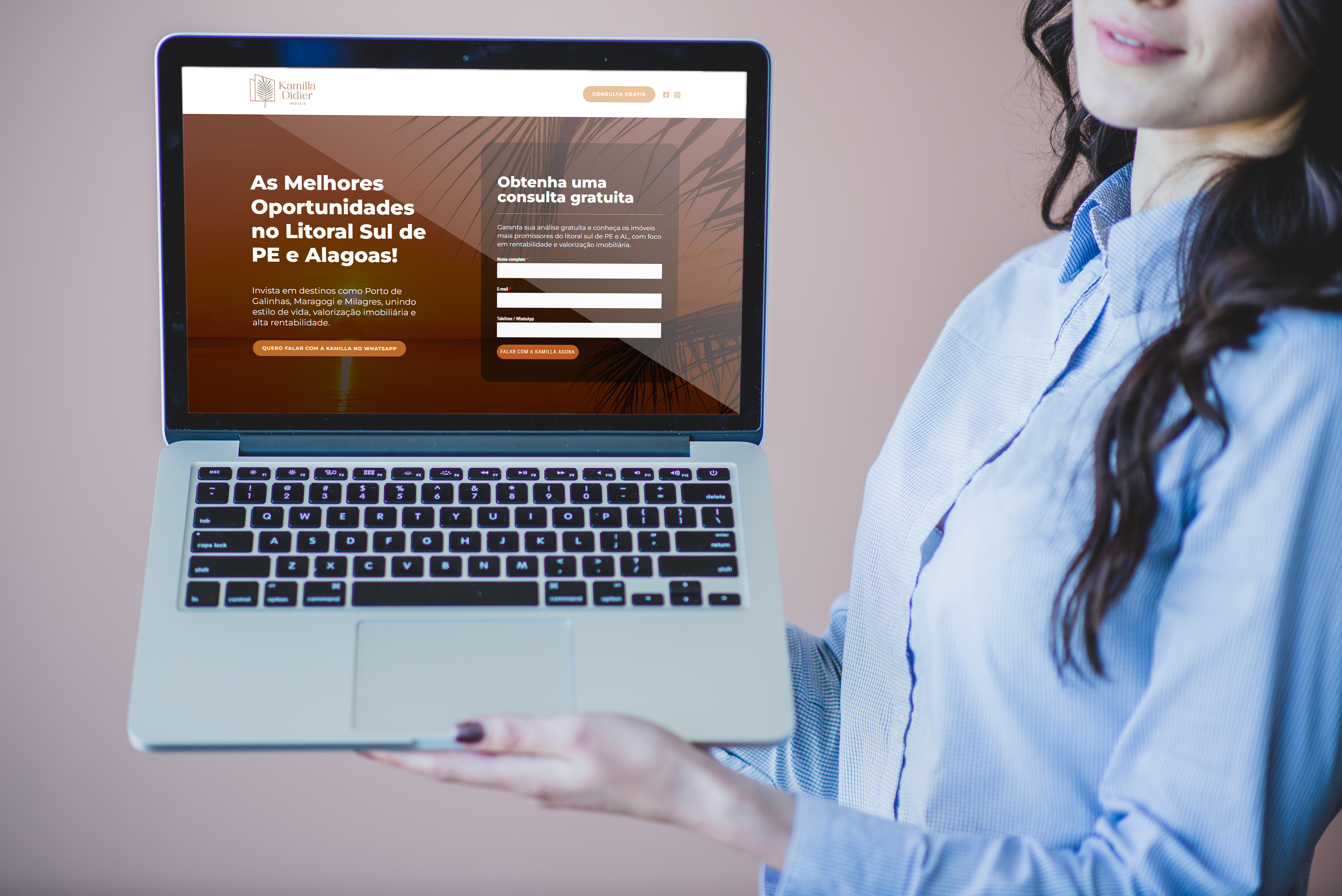 Bloco completo de portfólio de imóveis e CTA
